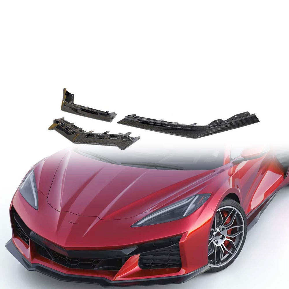 Carbon Fiber Z06 Front Bumper Splitter Lip Chin Spoiler for Chevrolet Corvette C8 Z06 Coupe 2023 2024