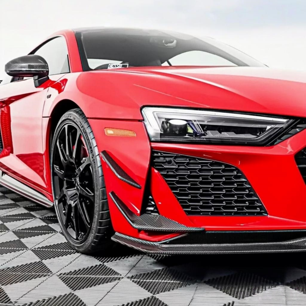 AUDI R8 V10 2022+ PT Style Prepreg Dry Carbon Fiber Front Bumper Canards Splitter