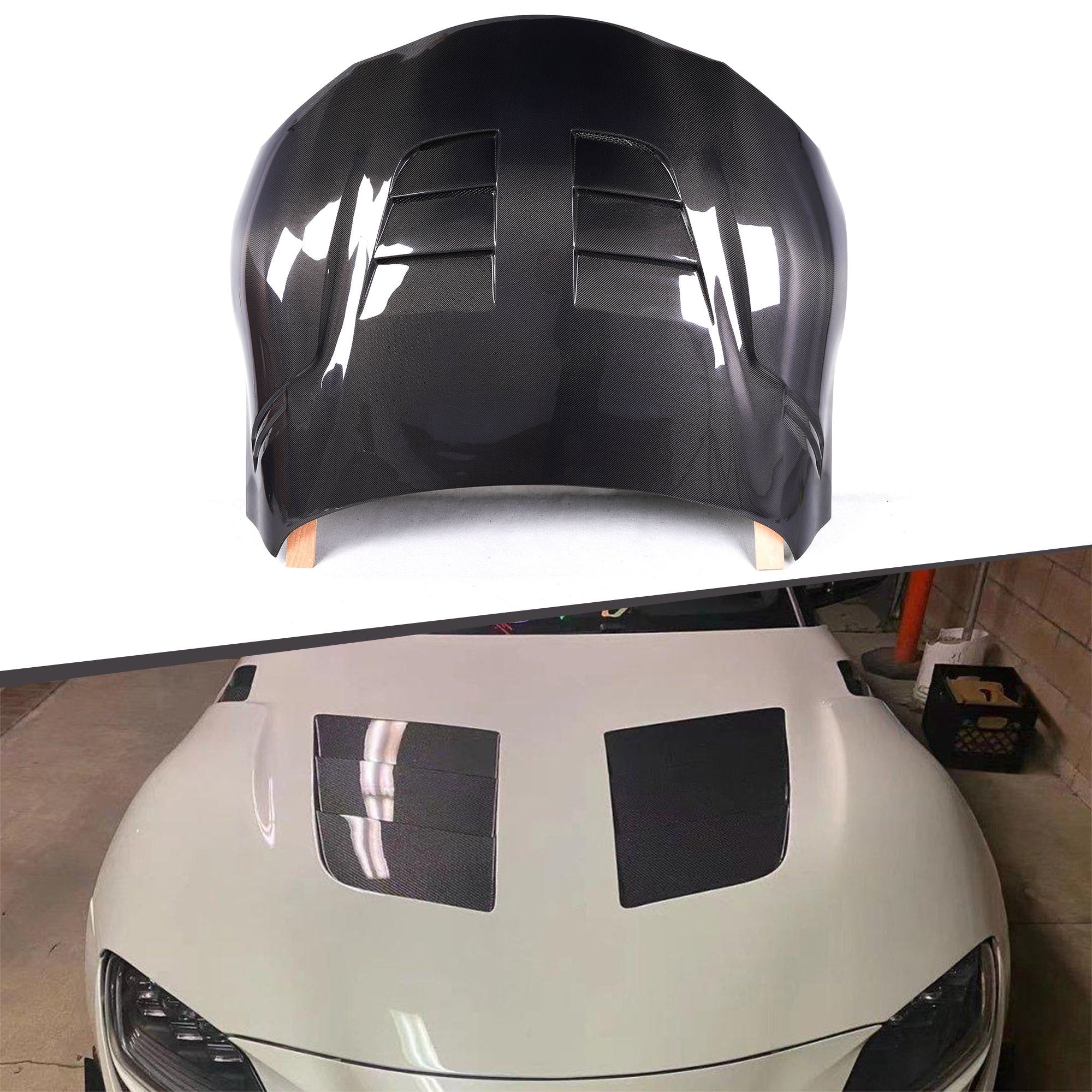 STI Type Black Carbon Fiber Vented Car Bonnet Hood Engine Cooling Design for Toyota Supra GR MK5 A90 A91 2019+