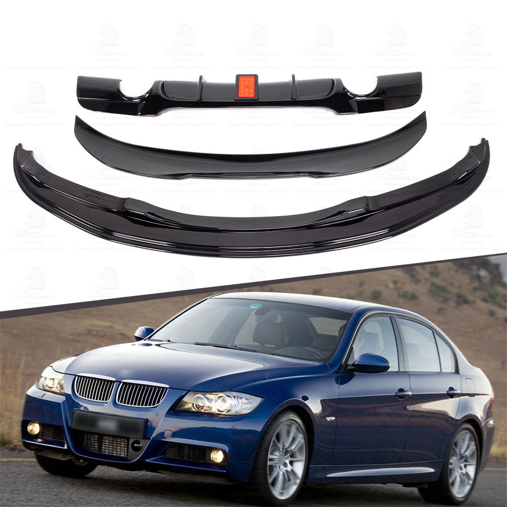 Front Bumper Splitter Lip Rear Diffuser Body Kit Side Skirts Spoiler Car Auto Part Plastic ABS for BMW E90 2005-2008