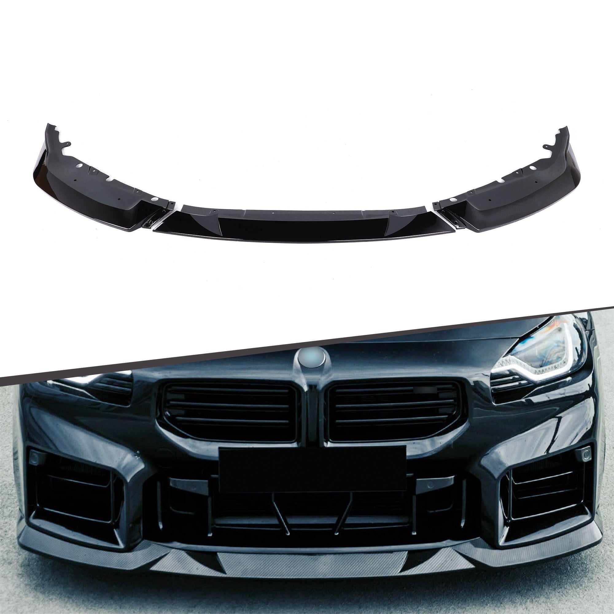 MHC Type Front Lip ABS Gloss Black Performance Body Kit Car Styling Upgrade Parts Accessory for BMW M2 G87 2022+