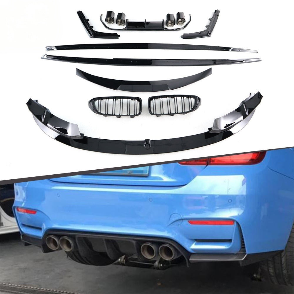 Plastic ABS Front Bumper Rear Diffuser Body Kit Side Skirts Spoiler Car Auto Part Splitter Lip for BMW F82 2014-2019