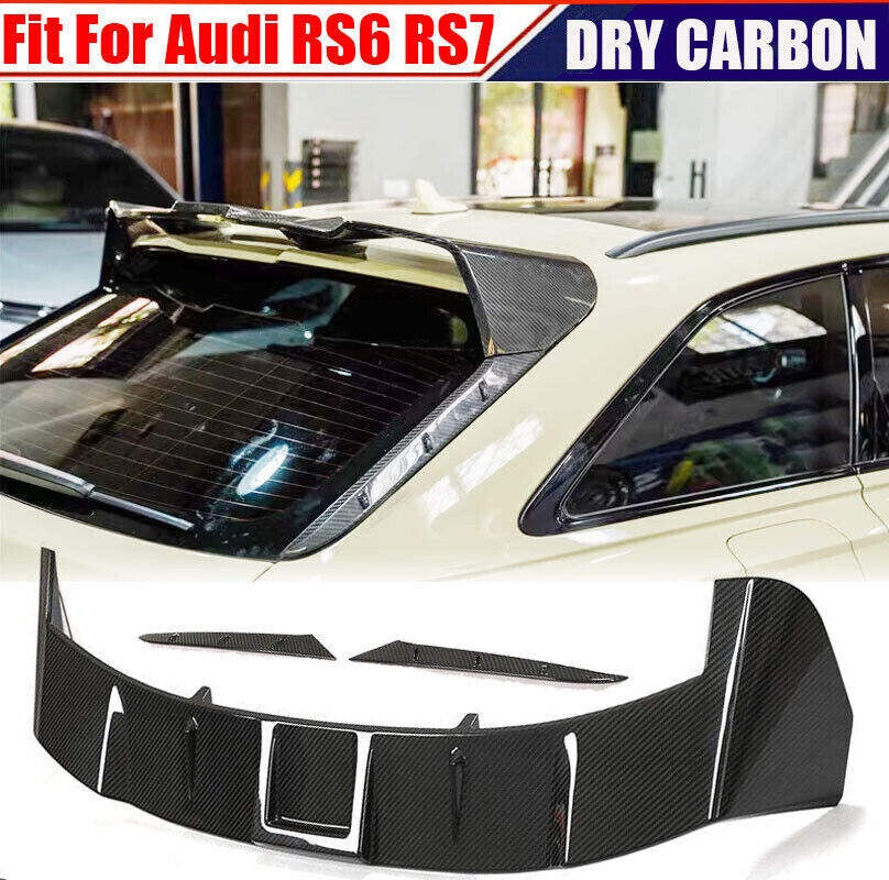 DRY CARBON Rear Roof Spoiler Top Wing for Audi RS6 RS7 Avant C8 Wagon 19-22