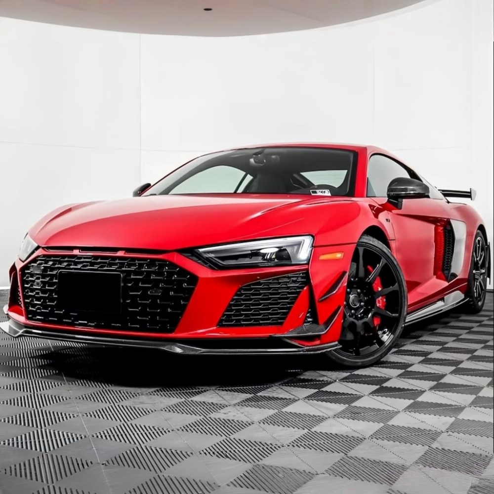 AUDI R8 V10 2022+ PT Style Prepreg Dry Carbon Fiber Front Bumper Canards Splitter