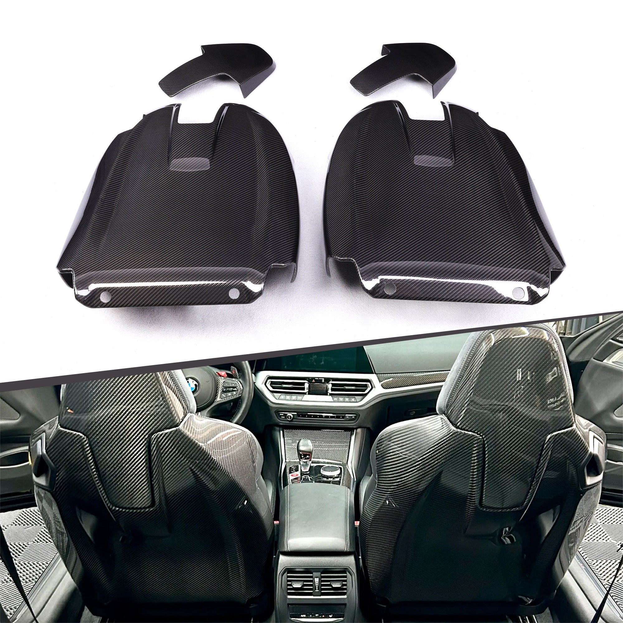 Dry Carbon Overlay Seat Back Cover 4pcs Interior Trim Upgrade Auto Parts for BMW G82 M4 2021+