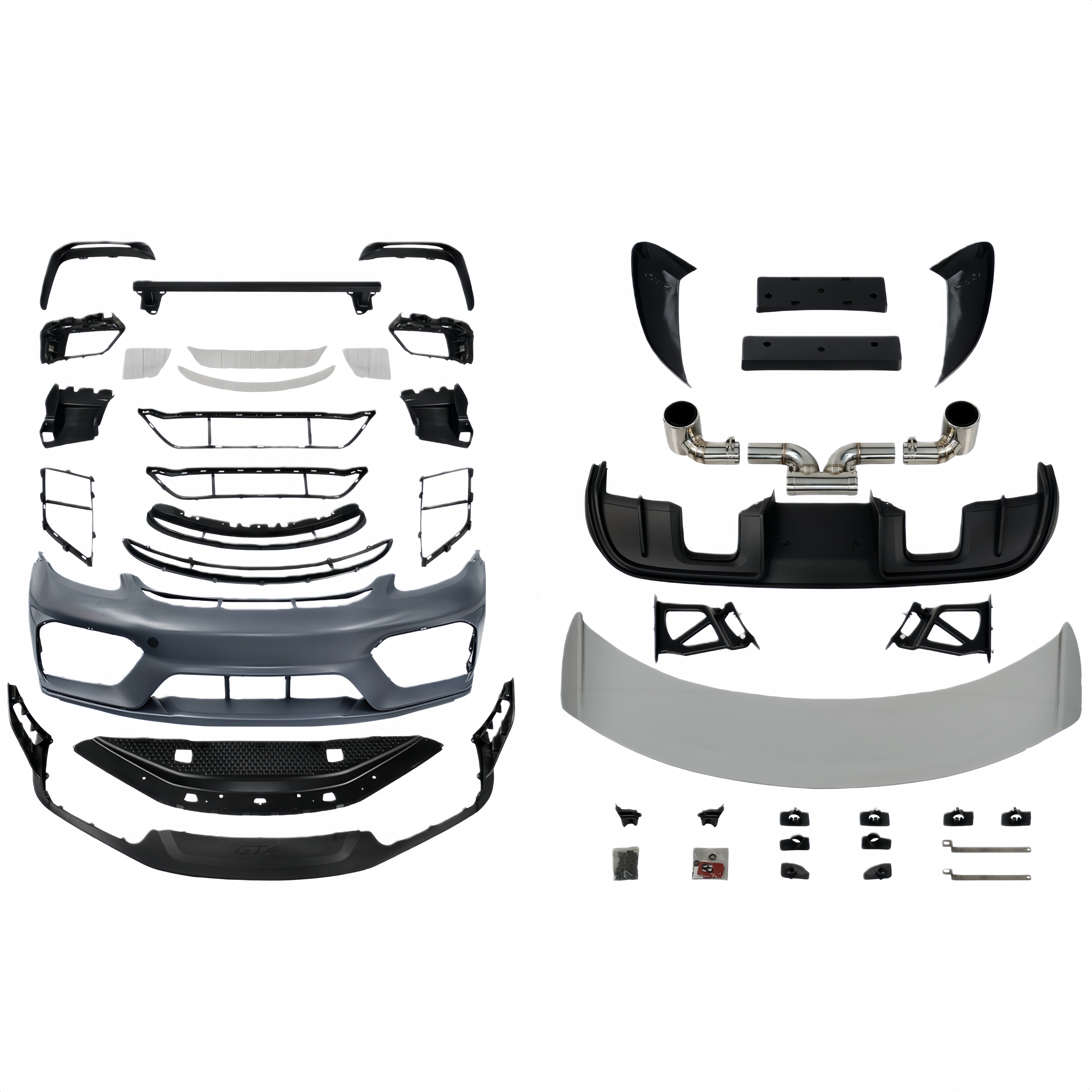 Porsche 718 Boxster 982 Cayman Upgrades To GT4 Style Full Conversion Kit for 2017-2025 PP Polypropylene / Dry Carbon Fiber
