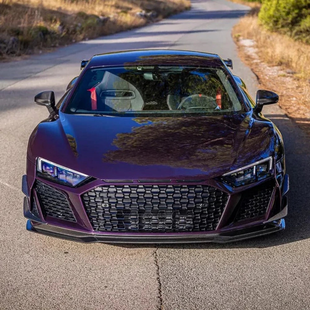 Audi R8 V10 Coupe 2023 P style Dry Carbon Fiber Front Lip Splitter