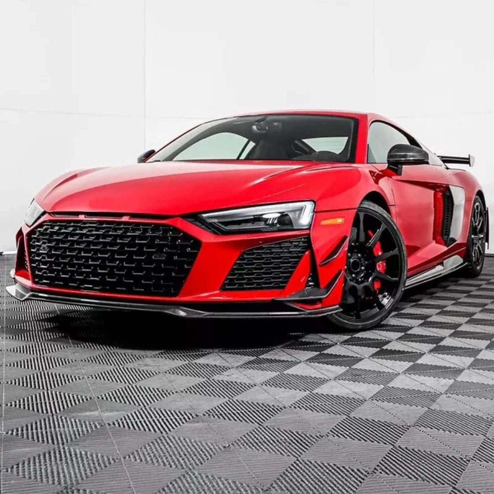 Audi R8 V10 Coupe 2023 P style Dry Carbon Fiber Front Lip Splitter