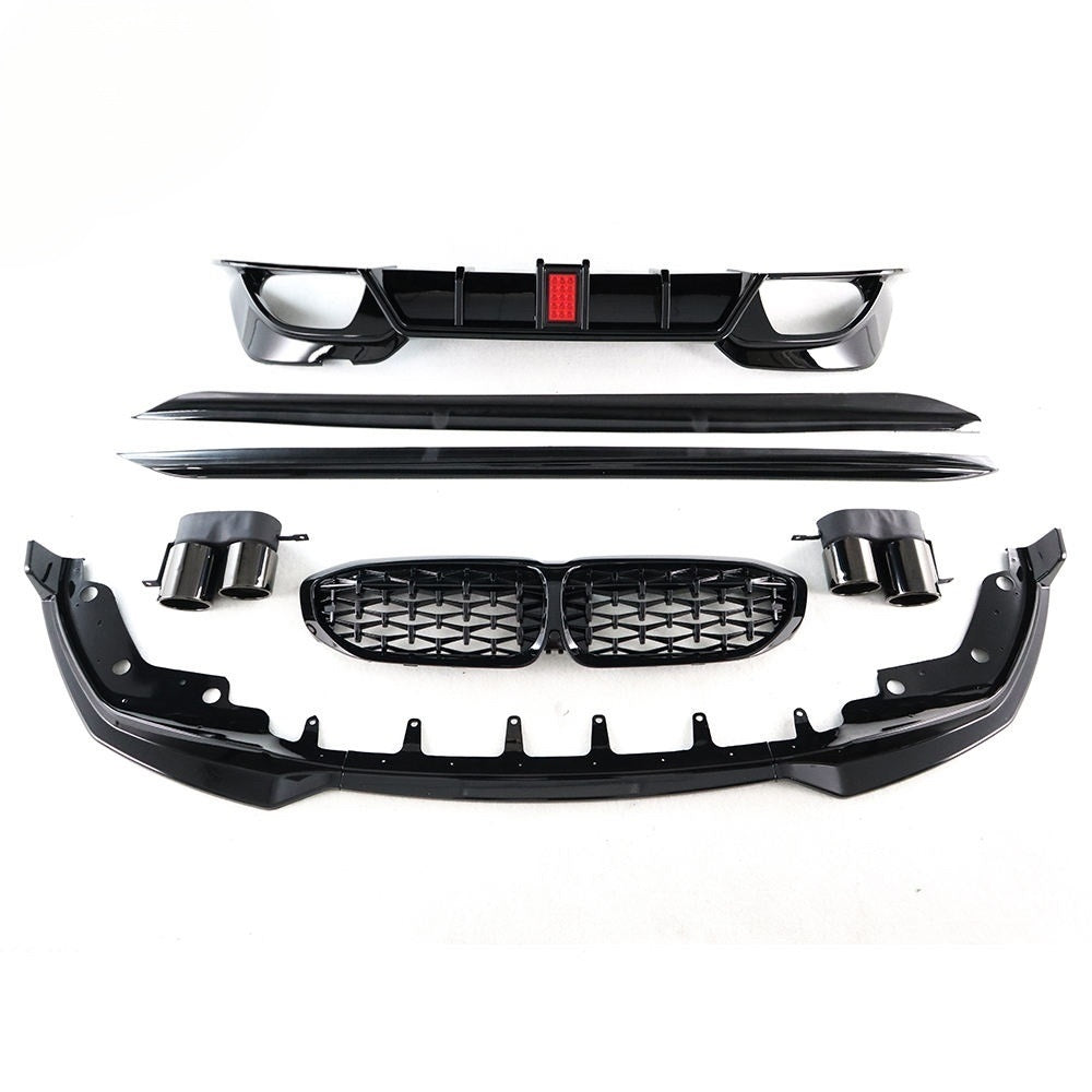 Car Auto Part Plastic ABS Front Bumper Splitter Lip Rear Diffuser Body Kit Side Skirts Spoiler for BMW G20 2019-2022